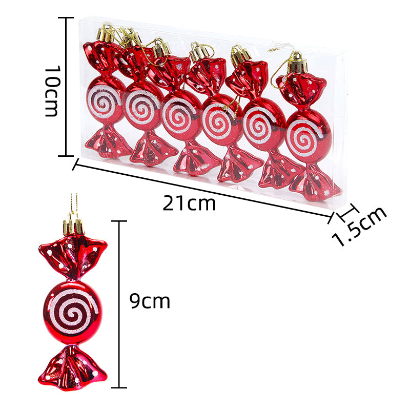 9cm6pcs/box Christmas tree decorative pendants, Christmas gifts