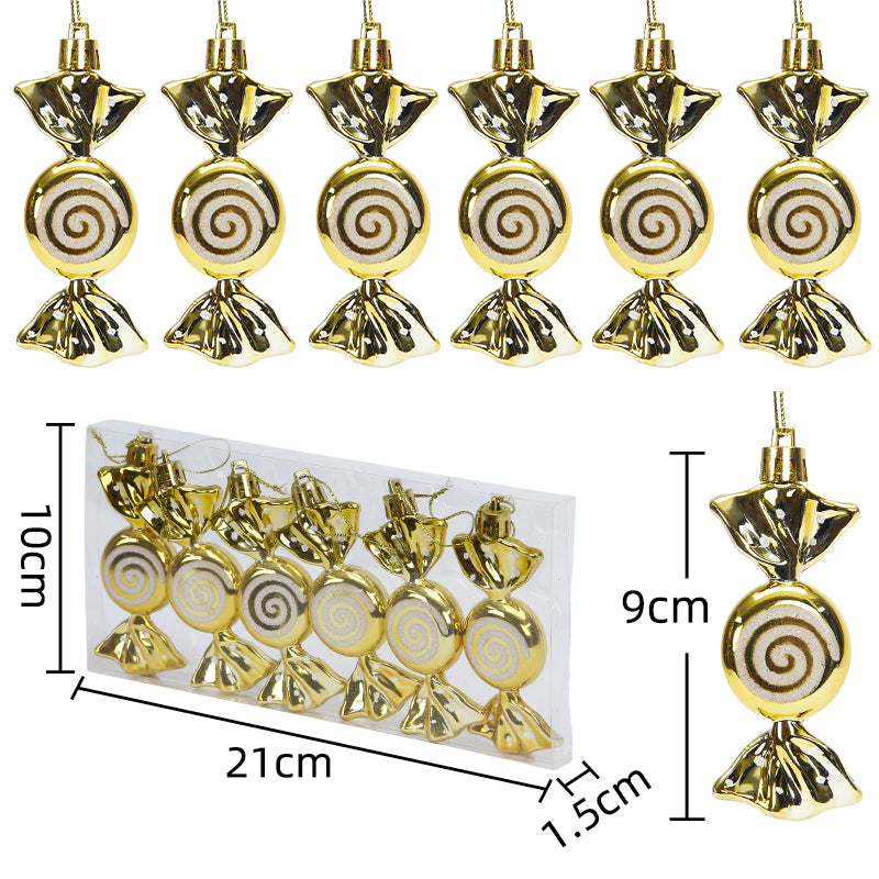 9cm6pcs/box Christmas tree decorative pendants, Christmas gifts