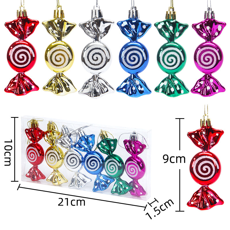 9cm6pcs/box Christmas tree decorative pendants, Christmas gifts